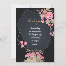 Tack för chic Black & Guld Geometric ram Inbjudningar