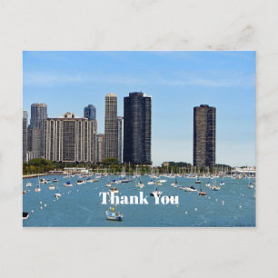 Tack för Chicago Waterfront Skyline Foto Vykort
