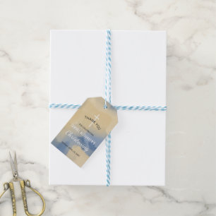 Tack för Christening för blått- och Presentetikett