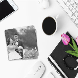 Tack för Classy Script Black/White Bröllop Photo S Spara Datumet