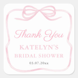 Tack för Coquette Rosa Bow-Möhippa Fyrkantigt Klistermärke