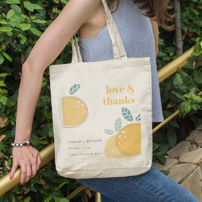 Tack för Cute Abstrakt Lemon Fruktig Bold Bröllop Tygkasse (Skapare uppladdad)
