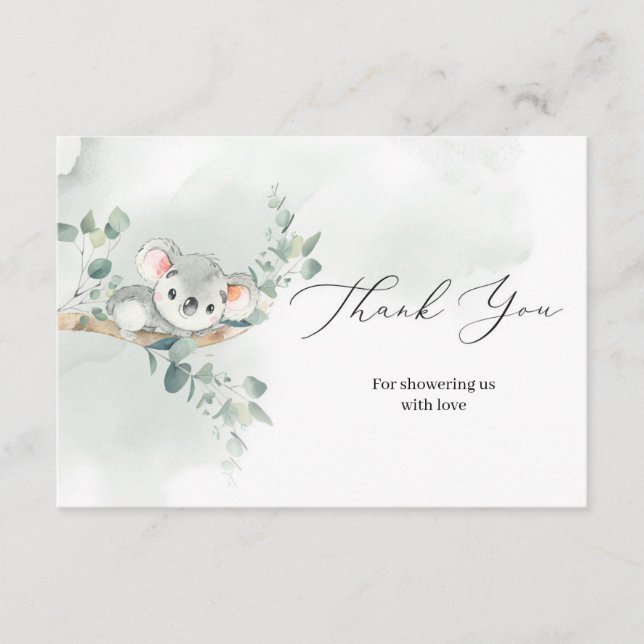 Tack för Cute baby koala greenery eucalyptus Tilläggskort (Framsida)