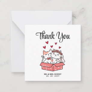Tack för Cute Cat Bride och Groom Bröllop Anteckningskort