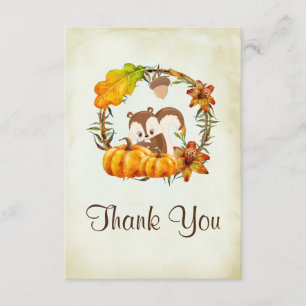 Tack för Cute Chipmunk och Pumpkin Baby Shower Kort