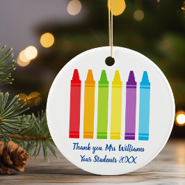 Tack för Cute Crayon Elementary Teacher Anpassning Julgransprydnad Keramik