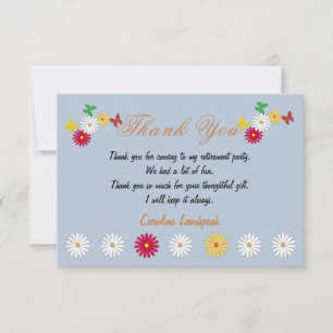 Tack för Cute Daisy & Butterflies Lycklig Pension Anteckningskort