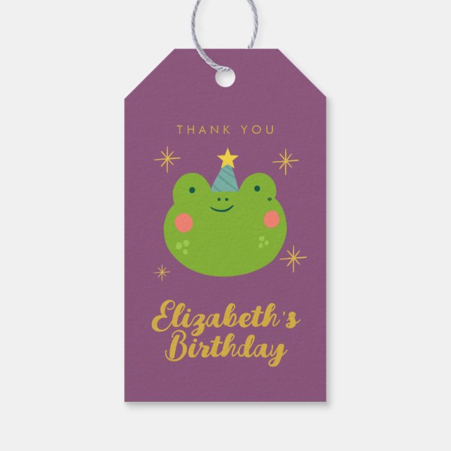 Tack för Cute Frog Birthday Presentetikett (Baksidan)