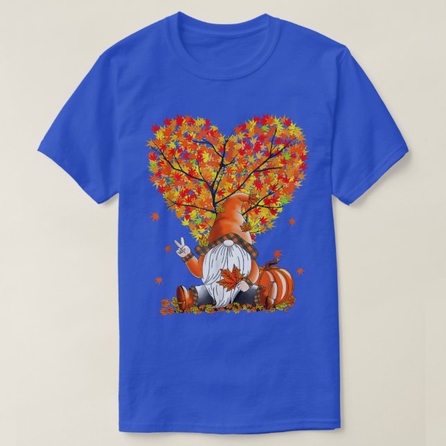 Tack för Cute Gnomes Pumpkin Fall Season Lycklig T Shirt (Design framsida)