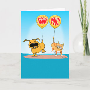 Tack för Cute Hund och Cat Kort