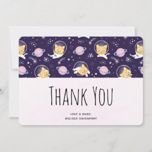 Tack för Cute Kattunge Astronauts Mönster Kort