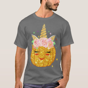 Tack för Cute Pumpkin Costume Unicorn Ansikte Hall T Shirt