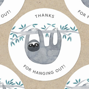 Tack för Cute Sloth Runt Klistermärke