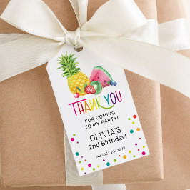 Tack för Cute Summer Fruit Birthday Presentetikett