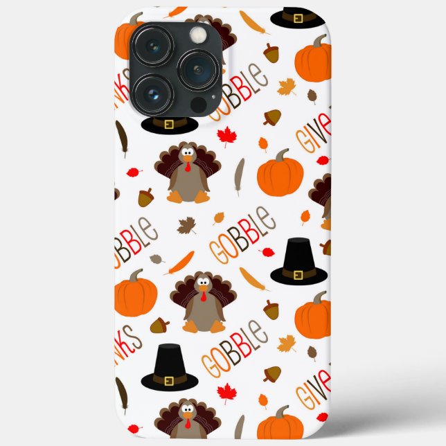 Tack för Cute Thanksgiving Mönster Gobble Ge (Baksida)