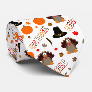 Tack för Cute Thanksgiving Mönster Gobble Ge Slips