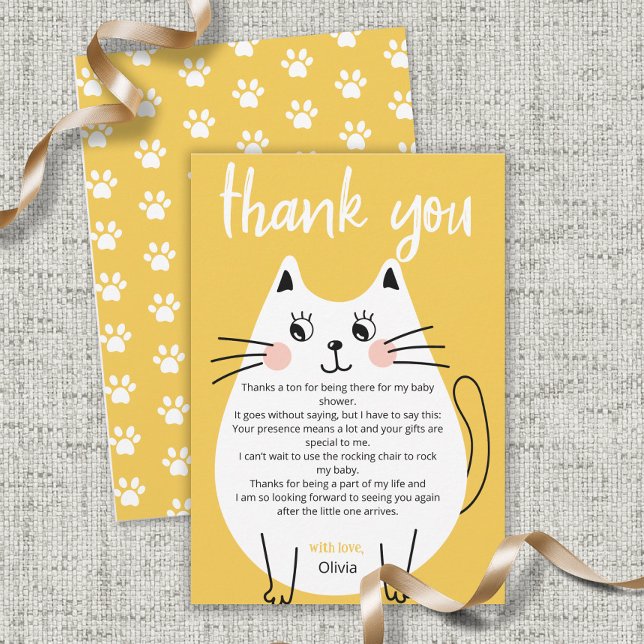 Tack för Cute Wite Kattunge Baby Shower (Skapare uppladdad)