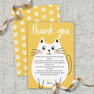 Tack för Cute Wite Kattunge Baby Shower Kort