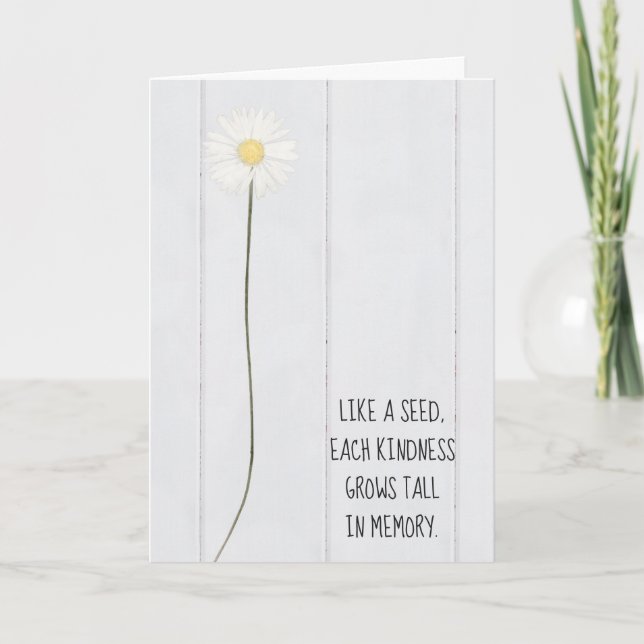 Tack för daisyns blomma på trä kort (Framsida)