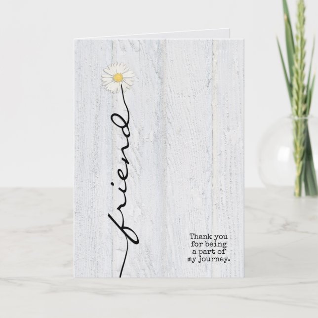 Tack för daisyns vänblomma på trä kort (Framsida)
