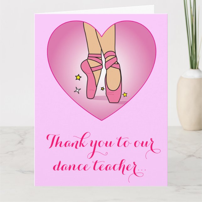 Tack för Dance Teacher Shoes in Heart från Group Kort (Framsida)