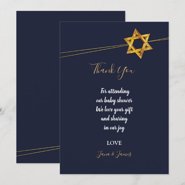 Tack för David-stjärnan. Inbjudningar (Fram/baksida)