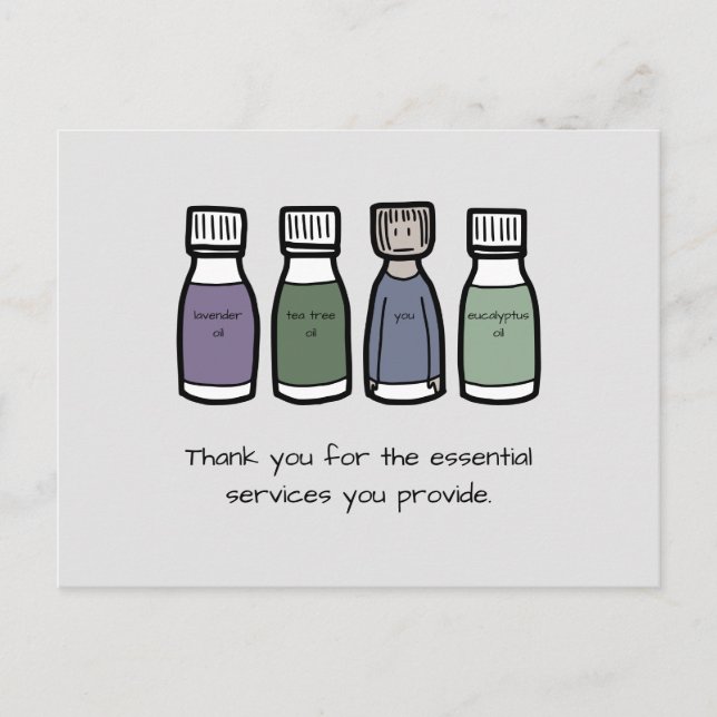 "Tack för de nödvändiga tjänster du tillhandahålle Vykort (Framsida)