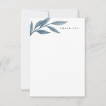 Tack för den blå eleganten för löv med vattenfärg