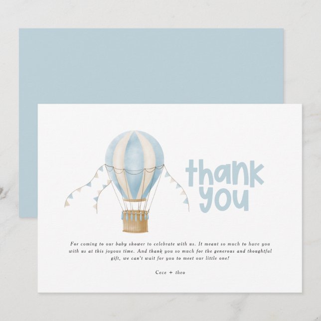 Tack för den blå luftballongen! inbjudningar (Fram/baksida)