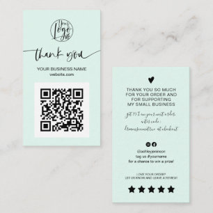 Tack för den moderna grönten QR-kod - mint. Visitkort