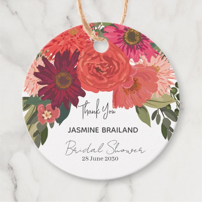 Tack för den moderna höstens Blommigt Gåvor Etiketter (Framsida)