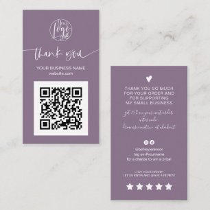 Tack för den moderna lilan QR-kod Visitkort