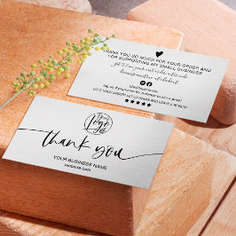 Tack för den moderna minsta svarta vita skriptordn visitkort