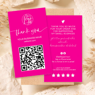 Tack för den moderna shock rosa QR-kod Visitkort