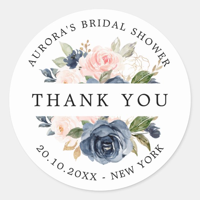 Tack för den  Möhippan Navy Blue Dusty Runt Klistermärke (Framsida)