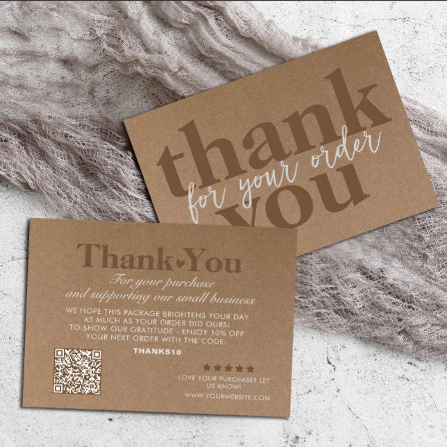 Tack för den pappra ordningen i Rustic Kraft Visitkort (Rustic Kraft paper order thank you Business Card #kraftpaper #supportedcard #rusticcard #zazzlemade)