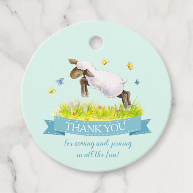 Tack för den söta akvakablåårsdagen i vår gåvor etiketter (Framsida)