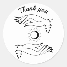 Tack för den svarta linjen teckning händer, armban runt klistermärke