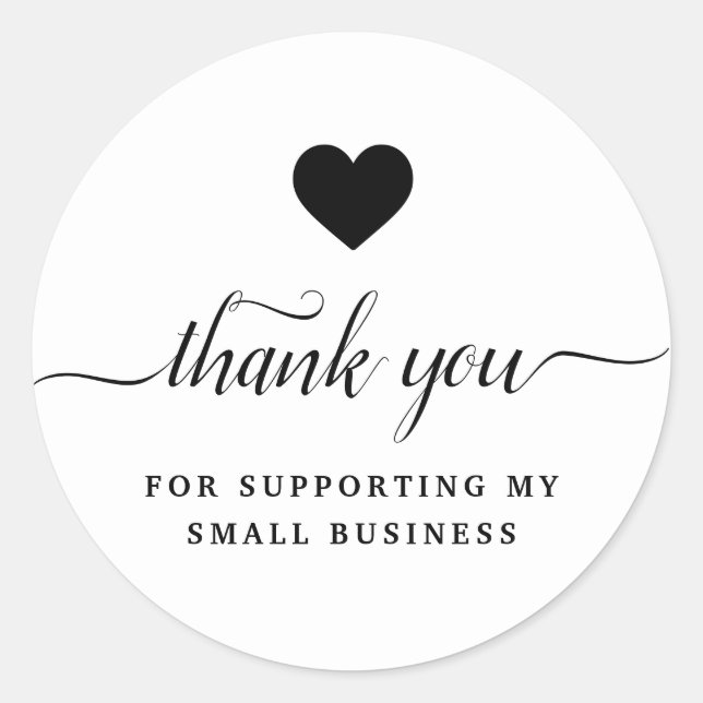 Tack för den svarta vita, klassiska, runda etikett (Framsida)