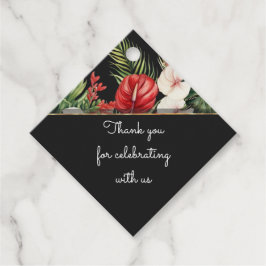 Tack för den tropiska blomman och löv mörk bröllop gåvor etiketter