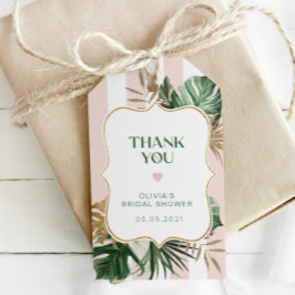 Tack för den tropiska möhippan Retro rosa rand Presentetikett