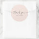 Tack för den typografiska elegantens chic  rosa runt klistermärke (Bag)