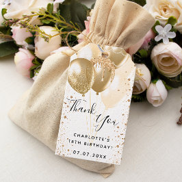 Tack för den vita glitter-ballongen guld presentetikett