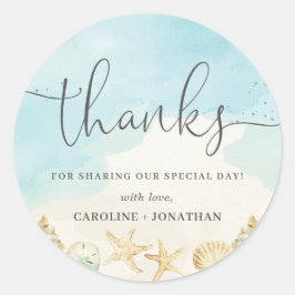 Tack för destinationsbröllop vid havet runt klistermärke