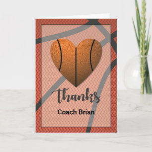 Tack för det anpassade namnet Basketball Heart Coa Kort