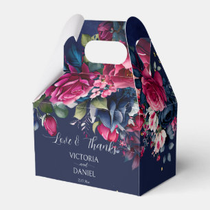 Tack för det blå burgundet rosa ros bröllop presentaskar