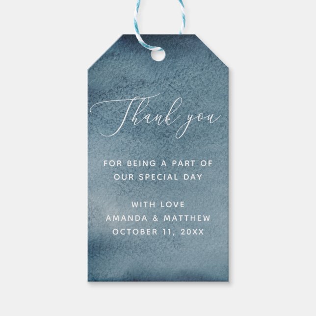 Tack för det blå nautiska bröllop presentetikett (Framsidan)