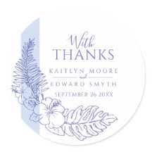 Tack för det blå tropiska teckning bröllop