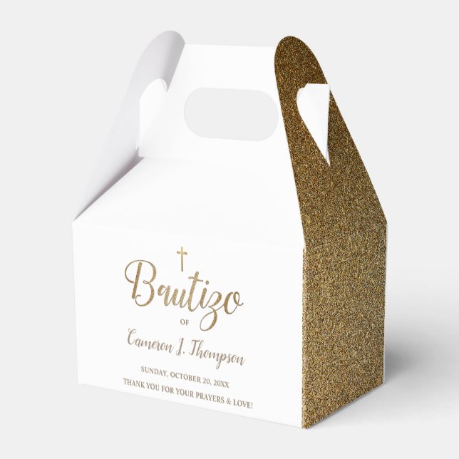 Tack för det enkla Bautizo Guld White-spanska Kor Presentaskar (Baksidan Sidan)