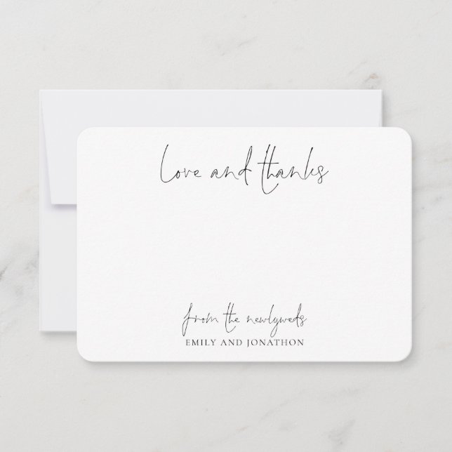 Tack för det enkla Namn-skript Bröllop Newlyged Kä (Framsida)